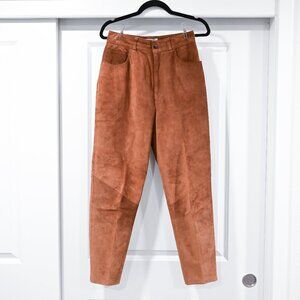 Bergdorf Good Man Vintage Size 8 Women's Brown Leather High Rise Pants